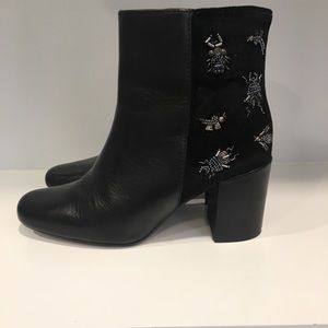 Barneys New York Velvet and Leather Ankle Boots
